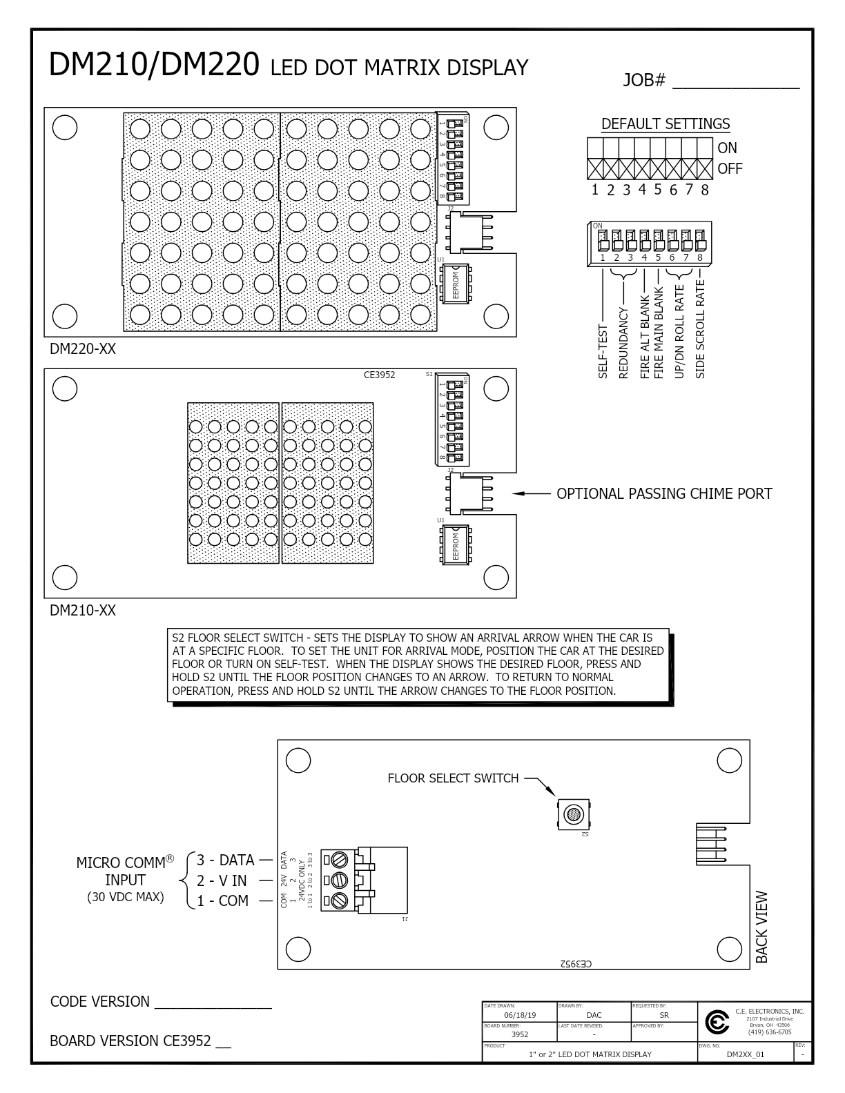 2 Character 25mm Dot Matrix wiring diagram