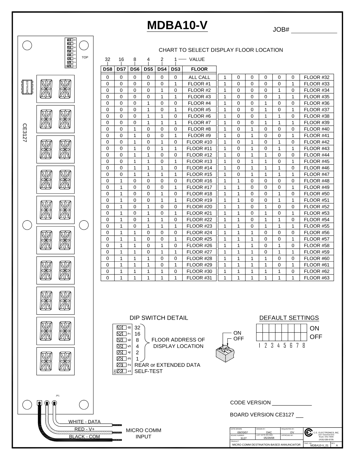 0.5″ - 10 DUAL DIGIT DESTINATION ANNUNCIATOR wiring diagram