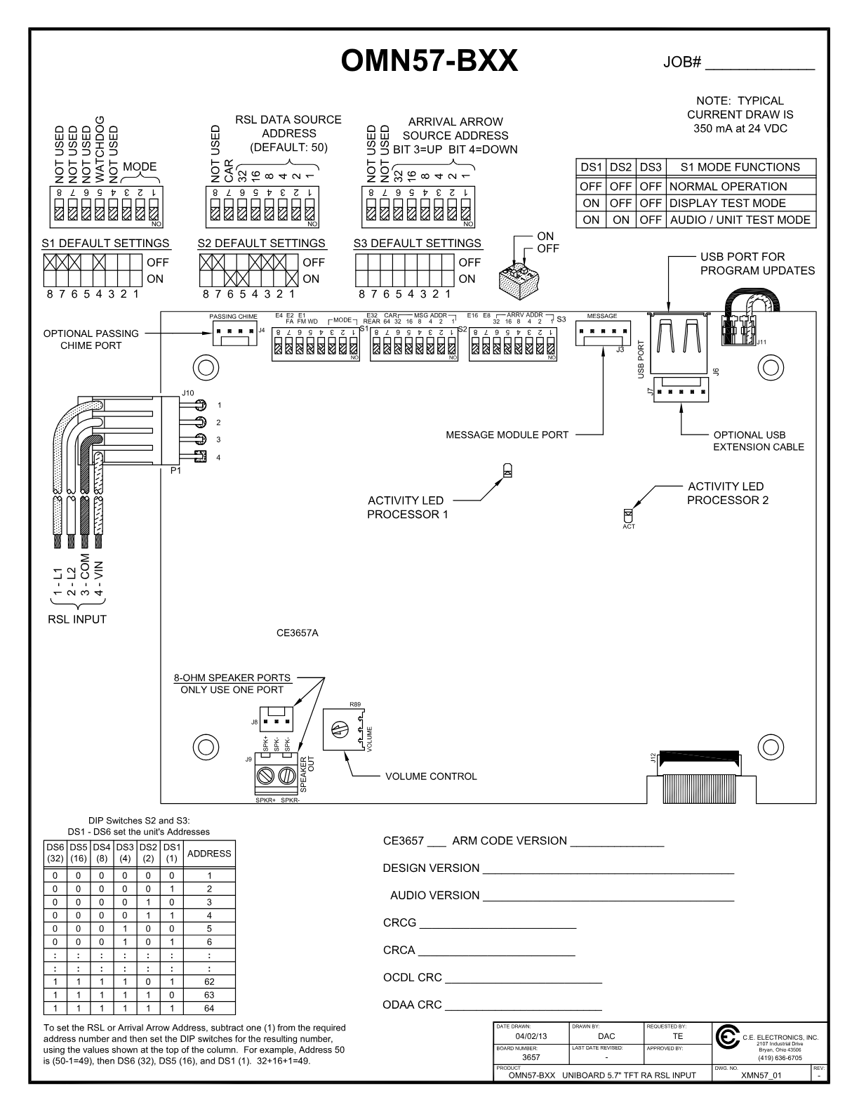 Otis 5.7" Mini PI wiring diagram