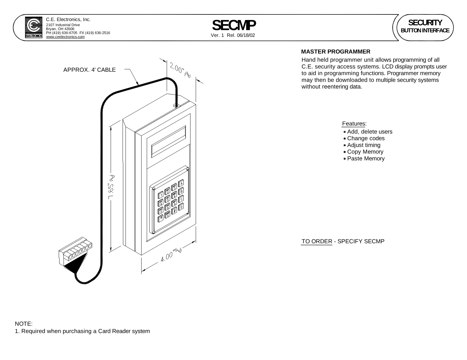 Master Handheld Programmer wiring diagram